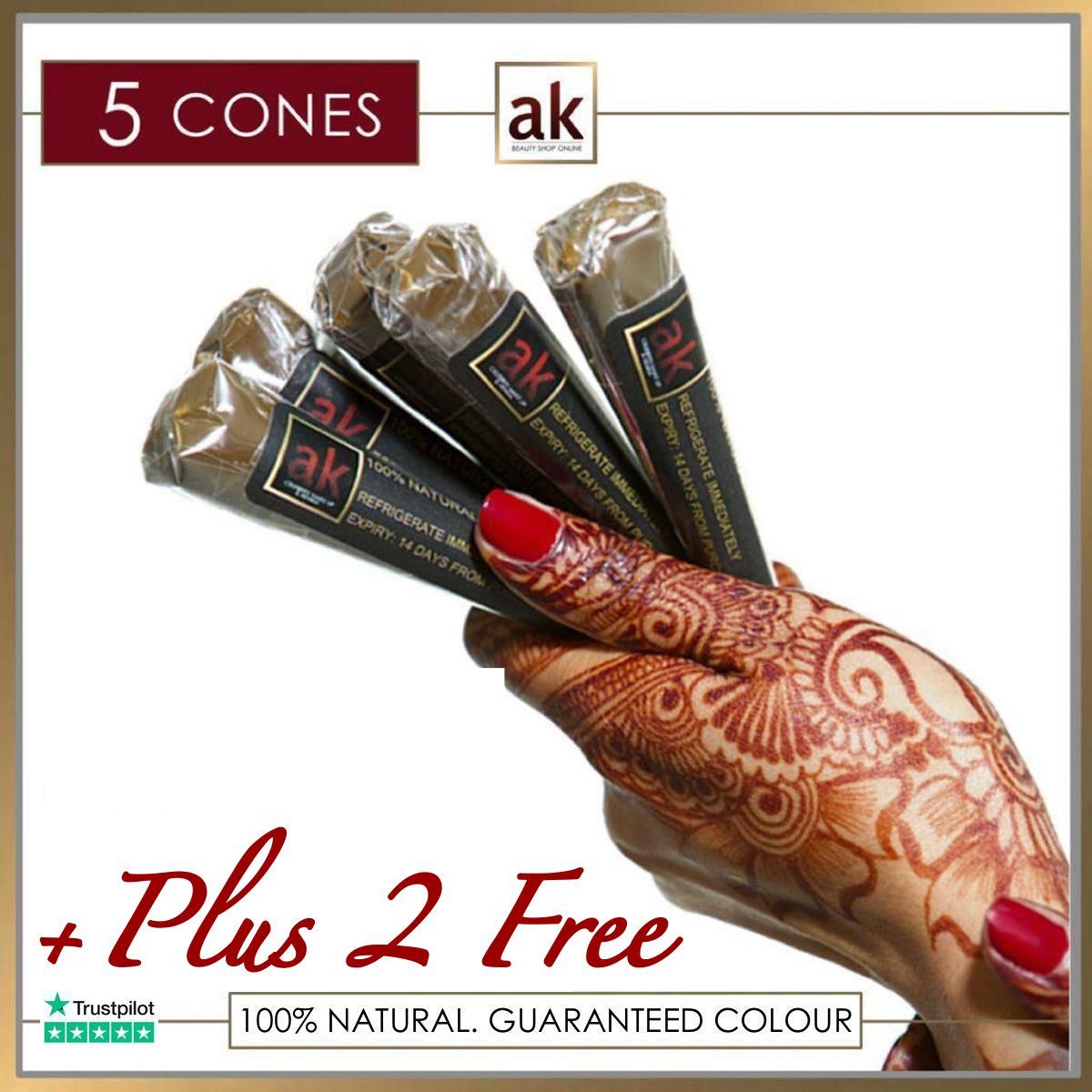 5 READY TO USE HENNA CONES PLUS 2 FREE