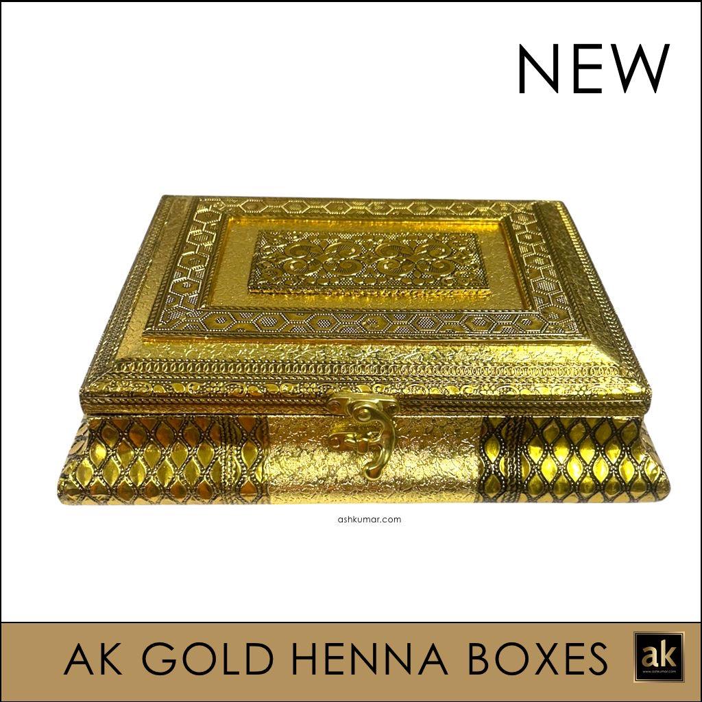 ELEGANT AK GOLD HENNA BOX with 5 HENNA CONES