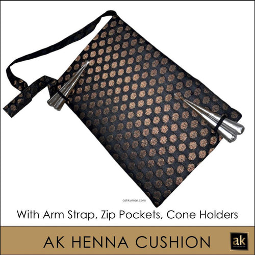 AK HENNA ARTIST CUSHION - BLACK & GOLD PLUS 2 CONES FREE