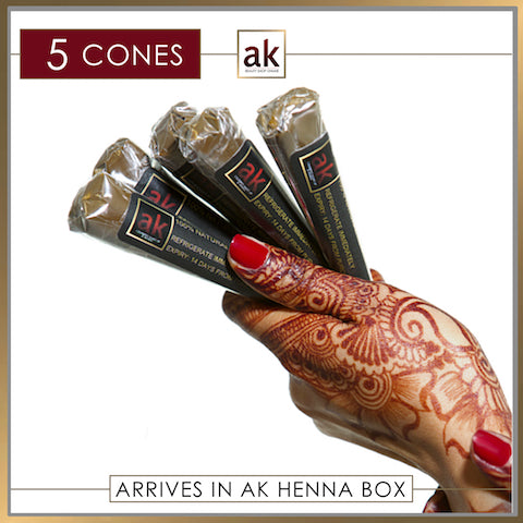 5 Ready To Use Henna Cones